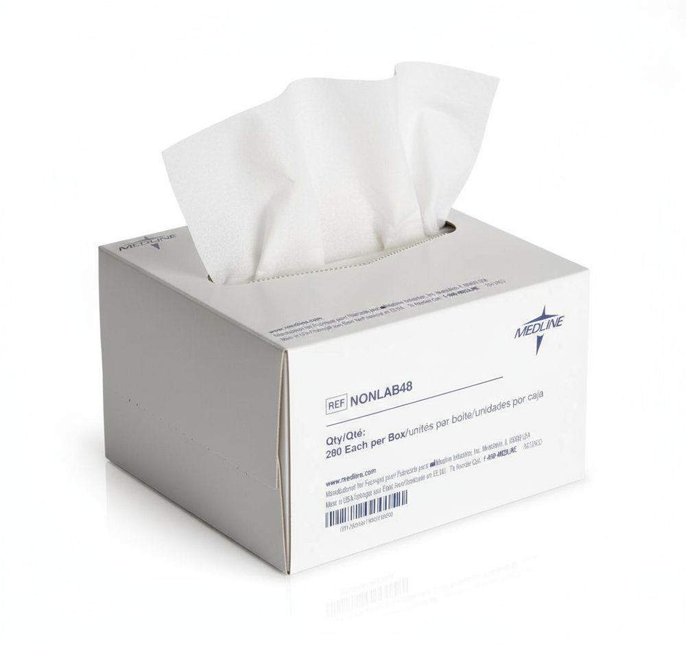 Top angle view of lab wipes dispenser