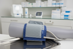 Blood pressure cuff in use