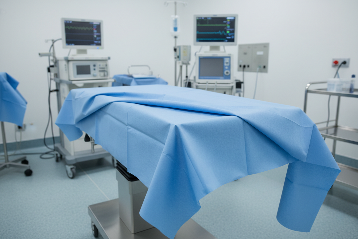 Drape demonstration on surgical table