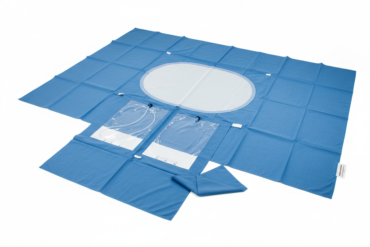 Full drape showing 65x70 inch coverage area