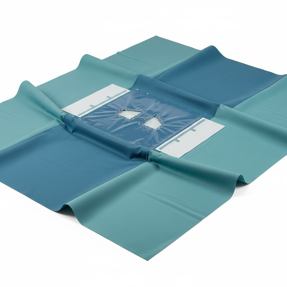 Angled view showing SMS fabric layers