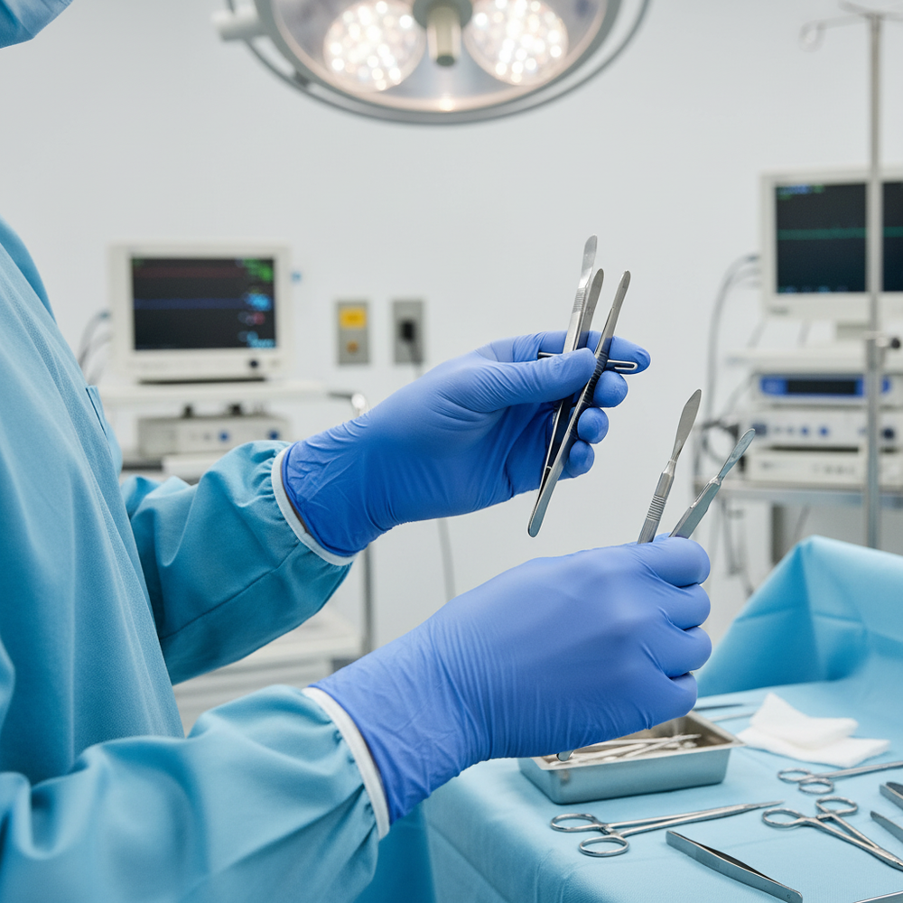 Healthcare professional using gloves