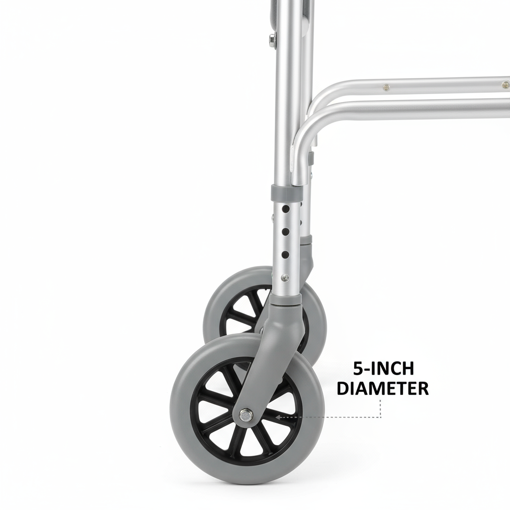 Walker wheel installed on frame