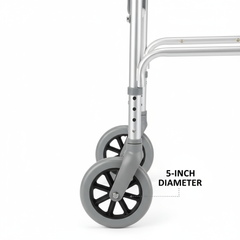 Walker wheel installed on frame