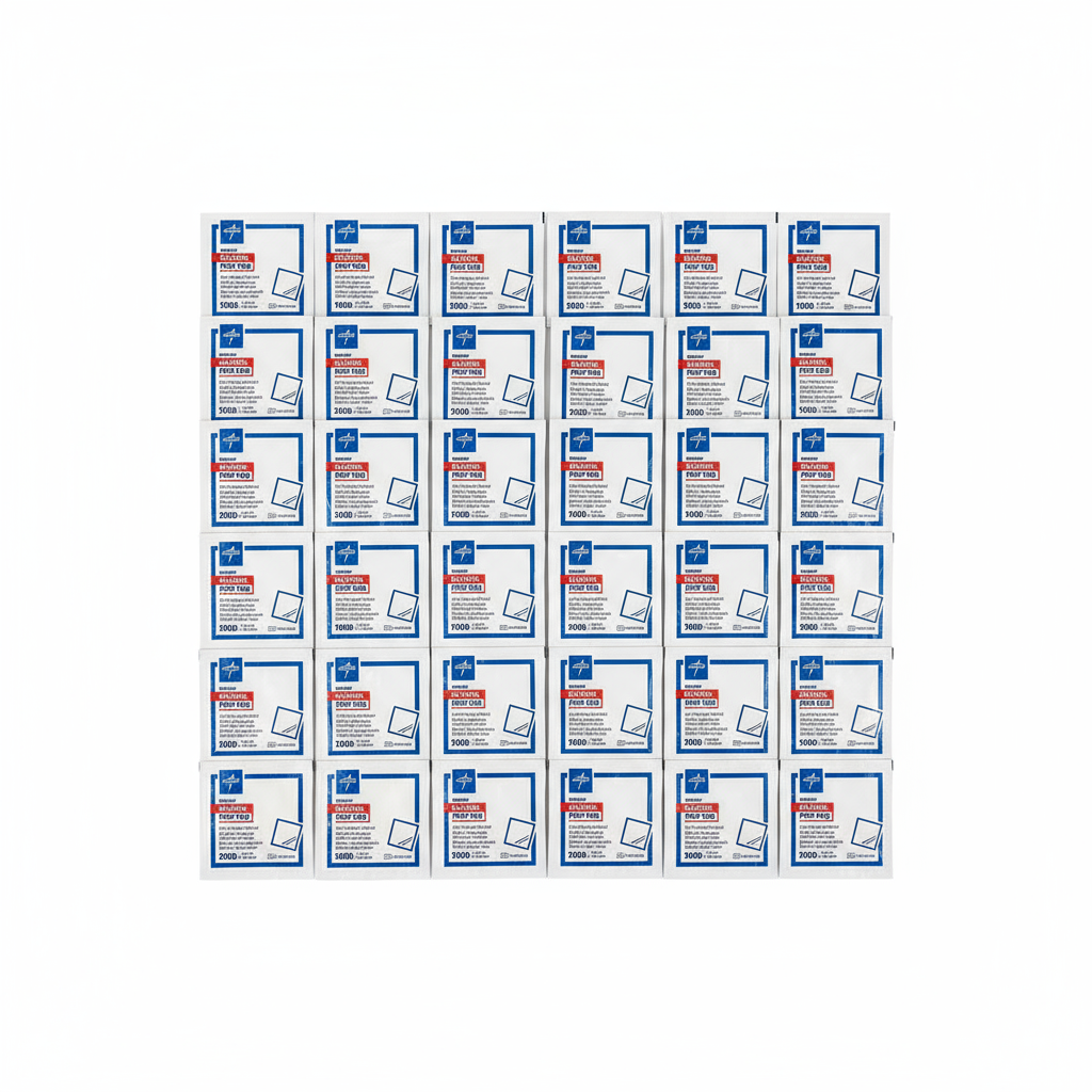 Top-down view of alcohol prep pads