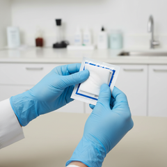 Healthcare professional using prep pad