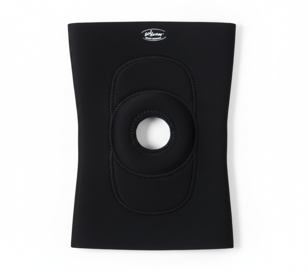 Flat lay view showing open patella design