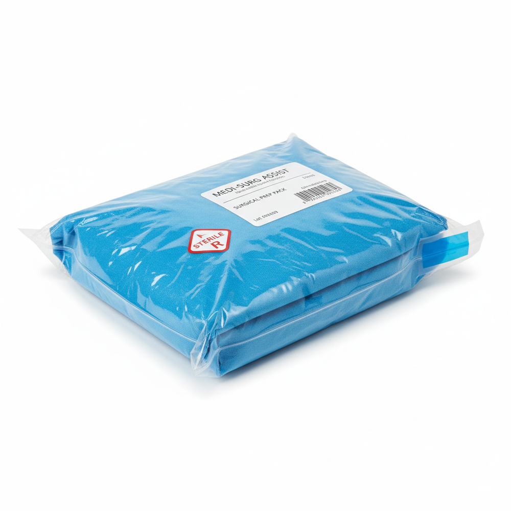 Angled view of surgical pack
