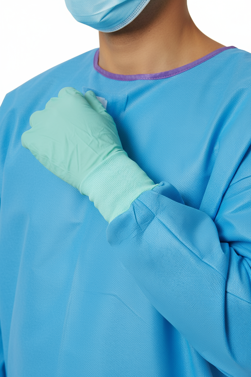 Close-up of knit cuffs and neck closure