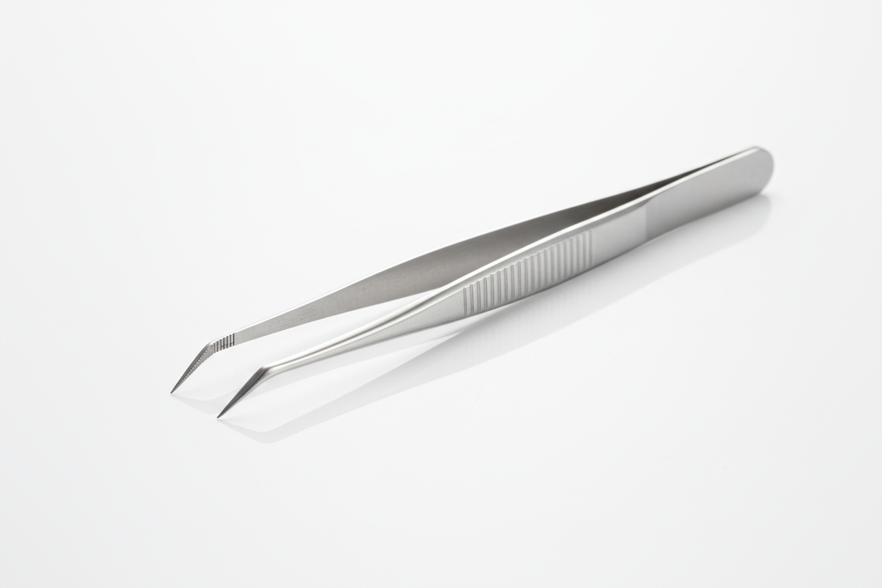 Professional Stainless Steel Precision Eyebrow Tweezers - 4 Inch Medical Grade, Single-Use, Nonsterile (Box of 12)