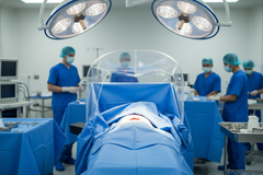 Sterile CV Split Surgical Drape with Clear Anesthesia Pouch - Premium 5-Layer SMS Barrier Protection