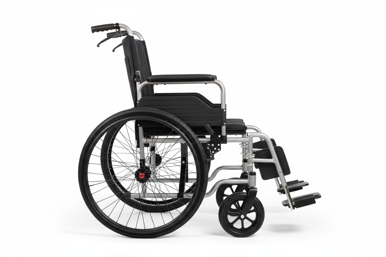 Side view showing elevating leg rests