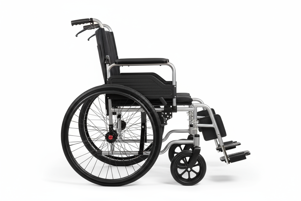 Side view showing elevating leg rests