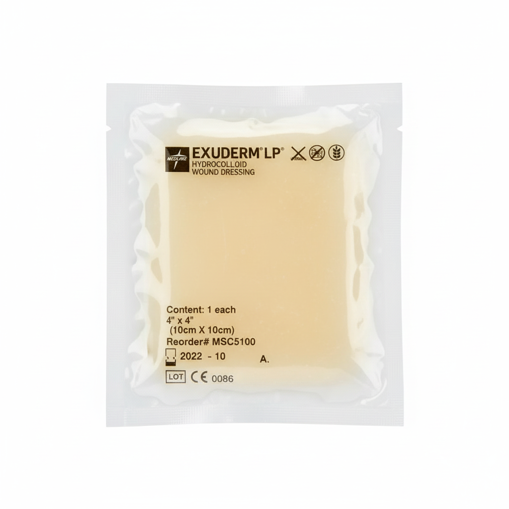 Close-up of sterile dressing packet