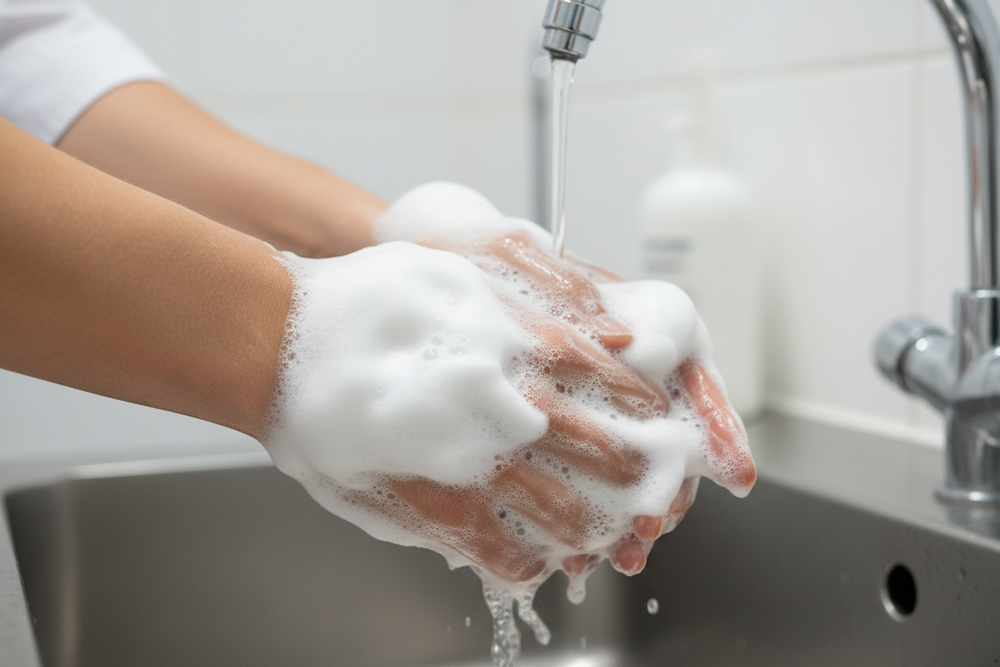 Close-up Hand Lathering