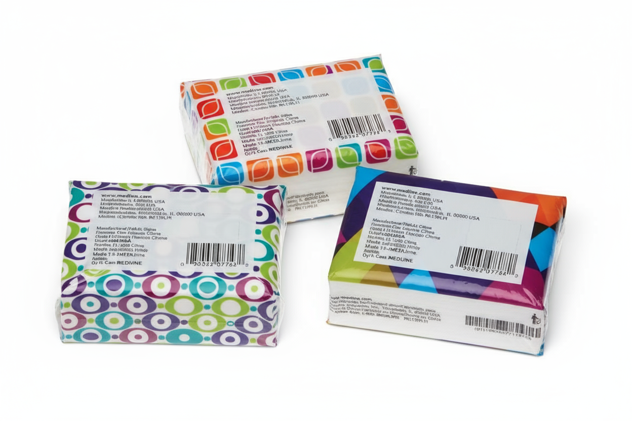 Medline Facial Tissue Pocket Packs - 3-Ply Soft Travel Tissues (10 Packs)