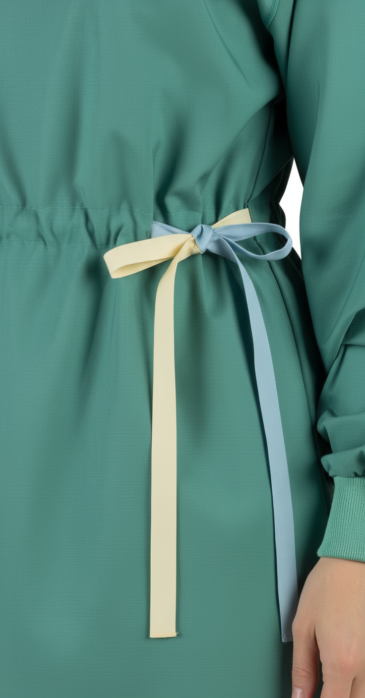 Close-up of color-coded tie closure