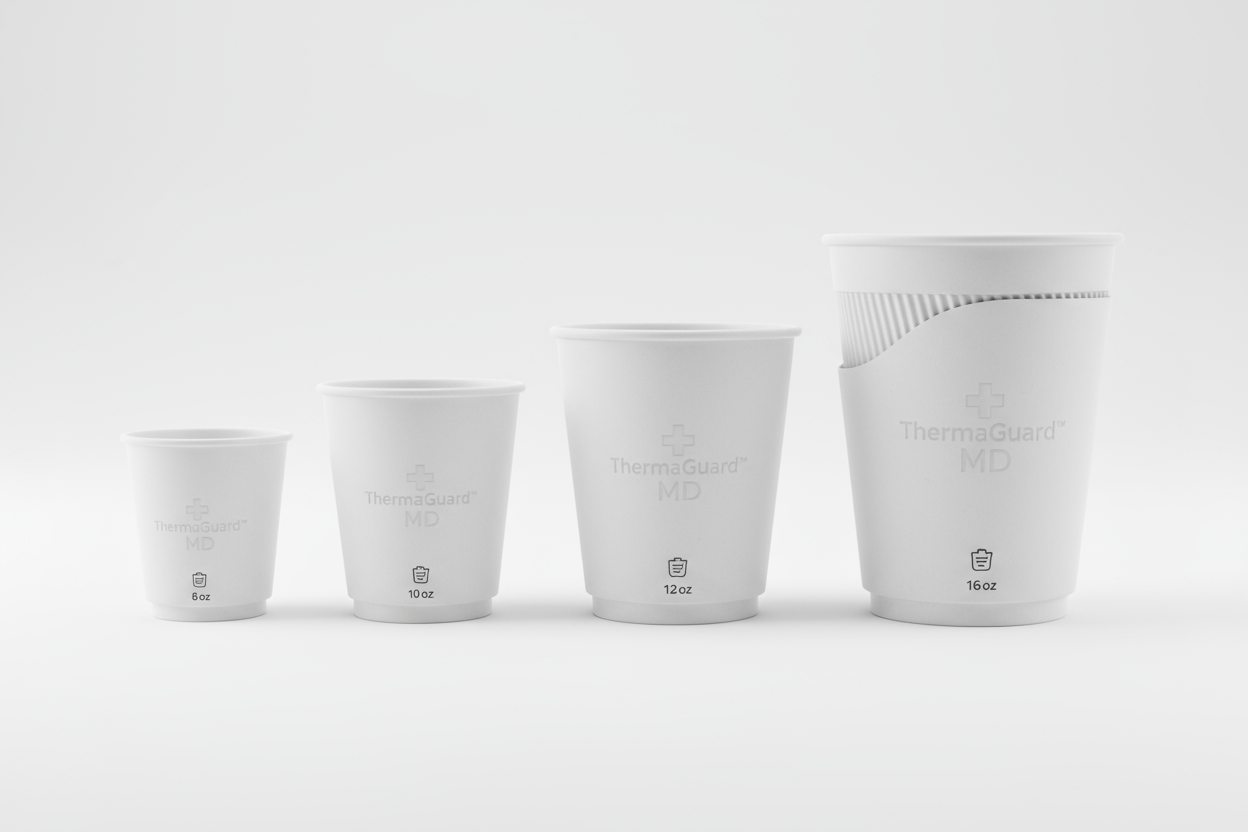 Side view showing multiple cup sizes