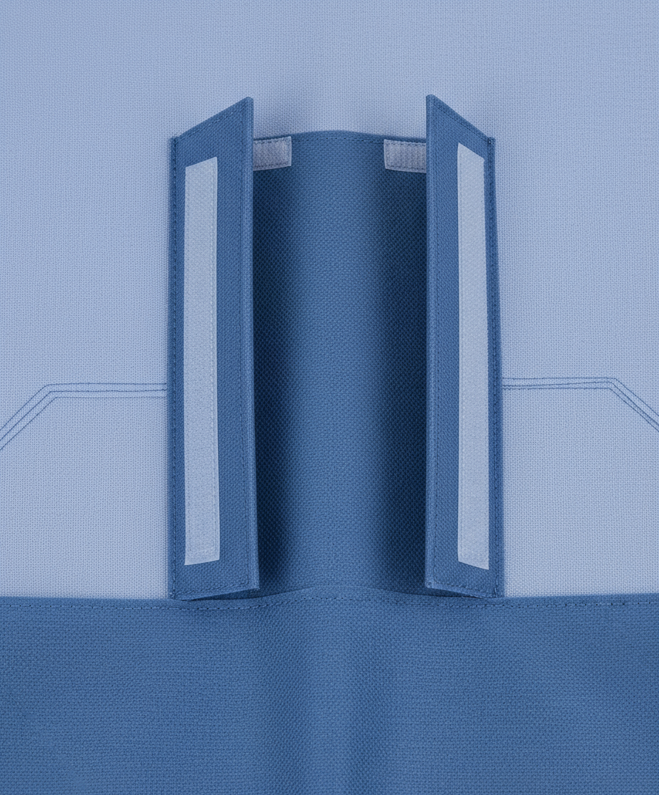 Close-up of instrument troughs and hook-and-loop closures