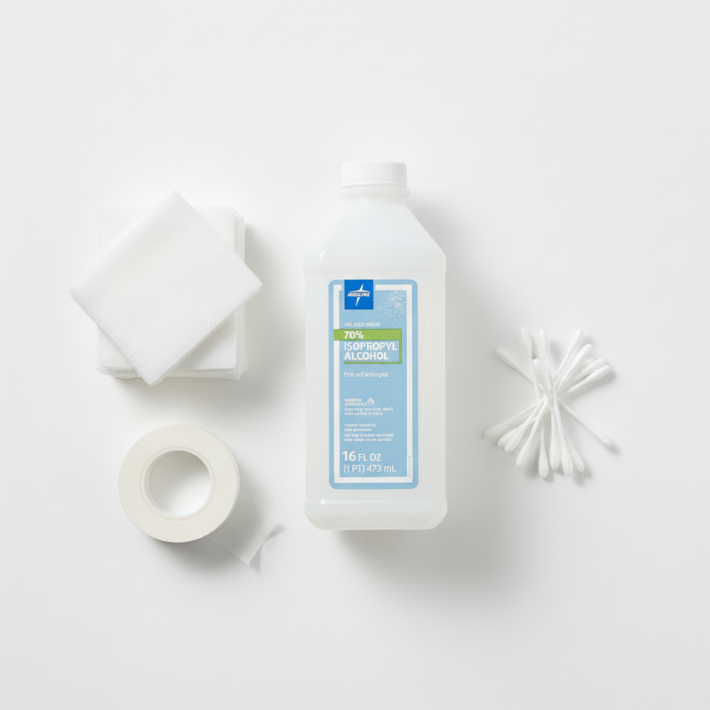 Flat Lay with First Aid Supplies