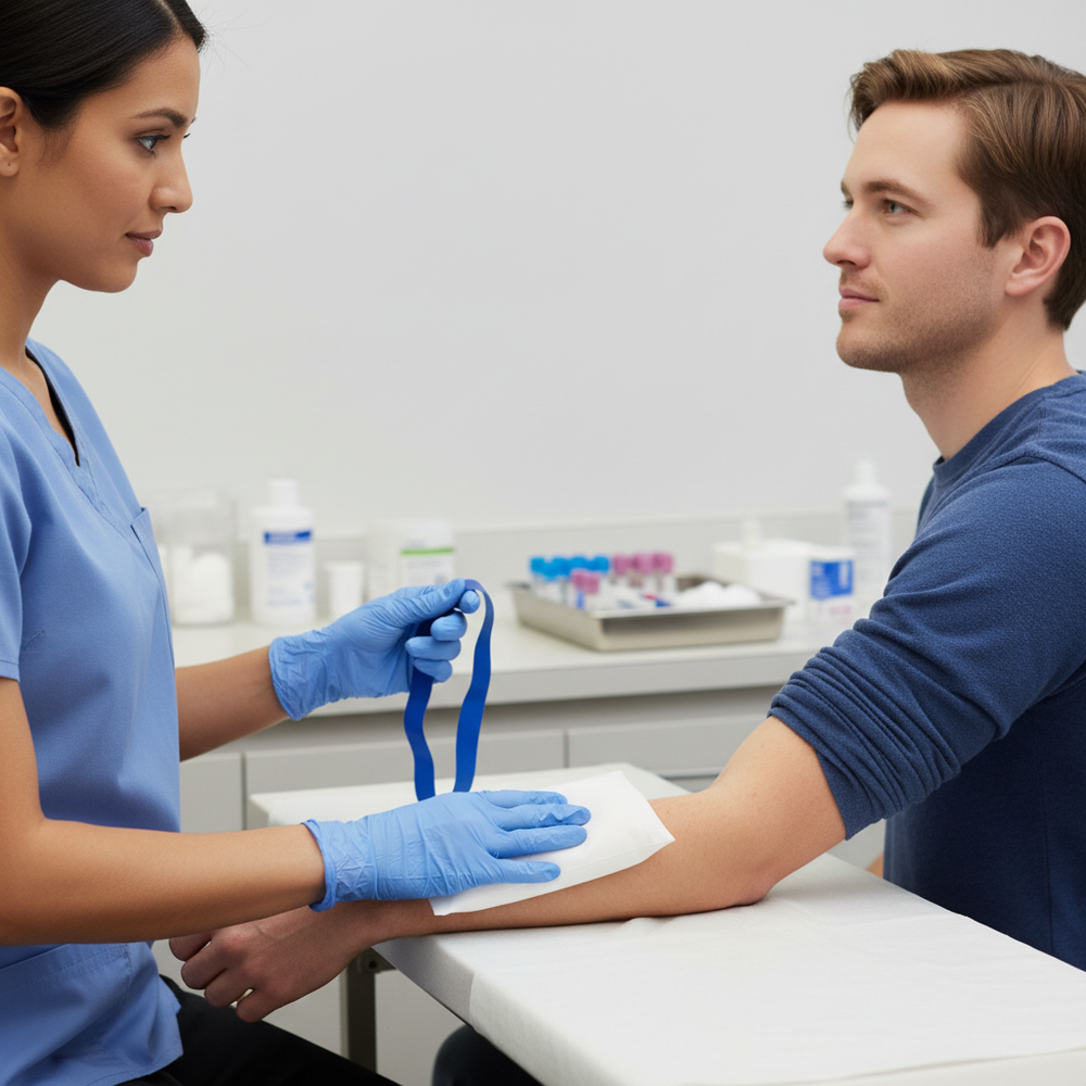 Hot pack application on patient forearm