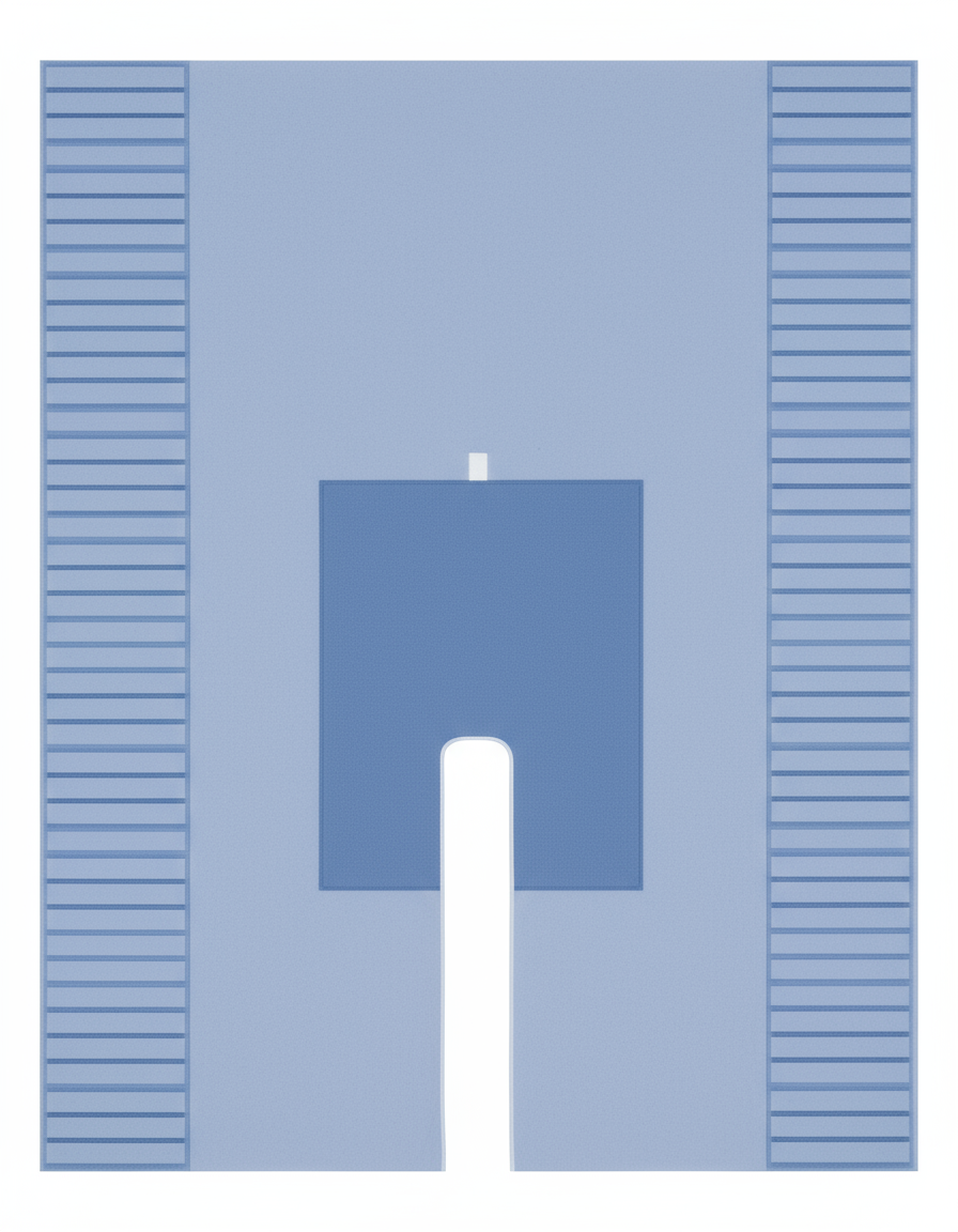 Top-down view of surgical split drape