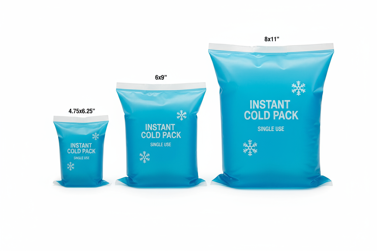 Cold Pack Size Comparison - 3 Available Sizes