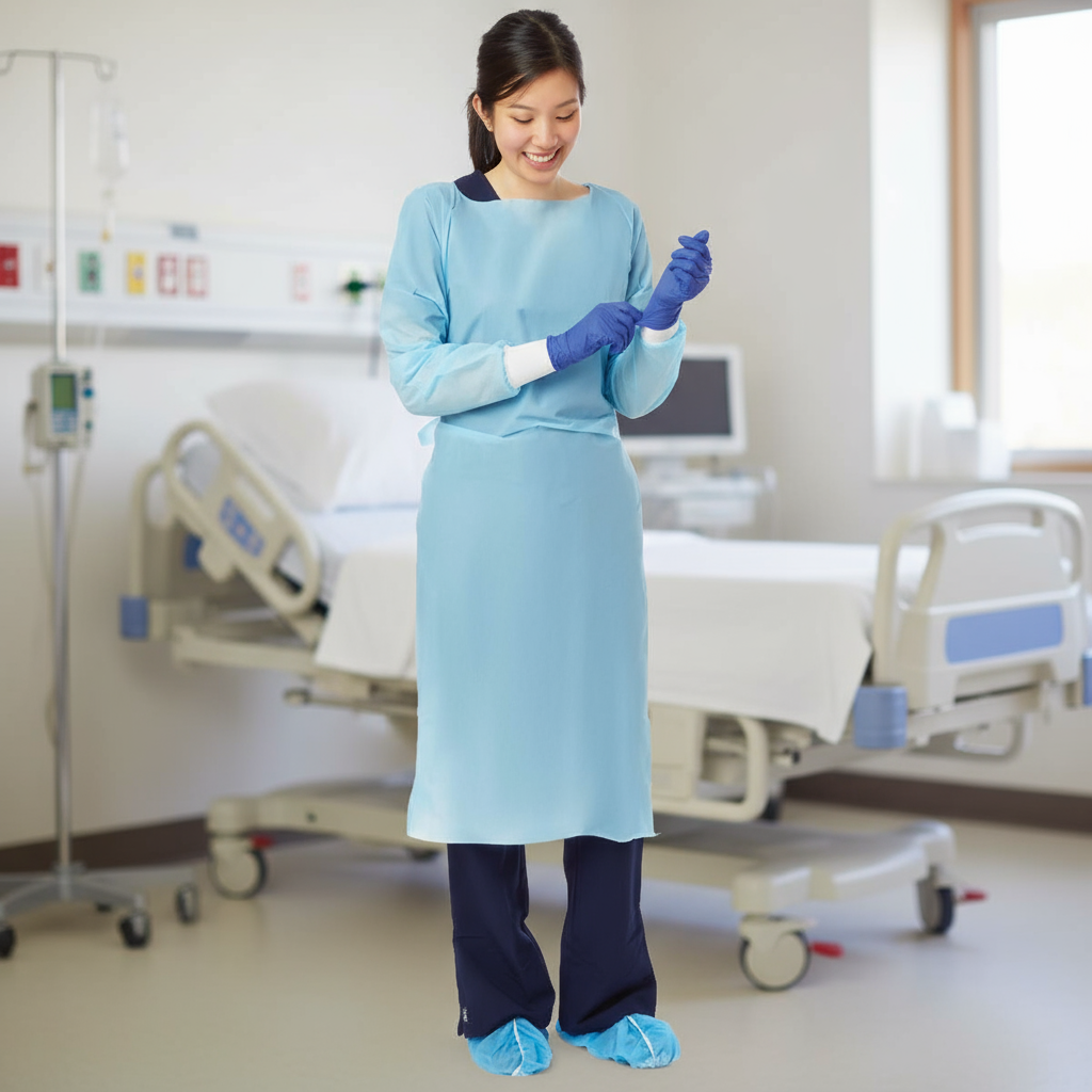 Healthcare professional wearing the gown