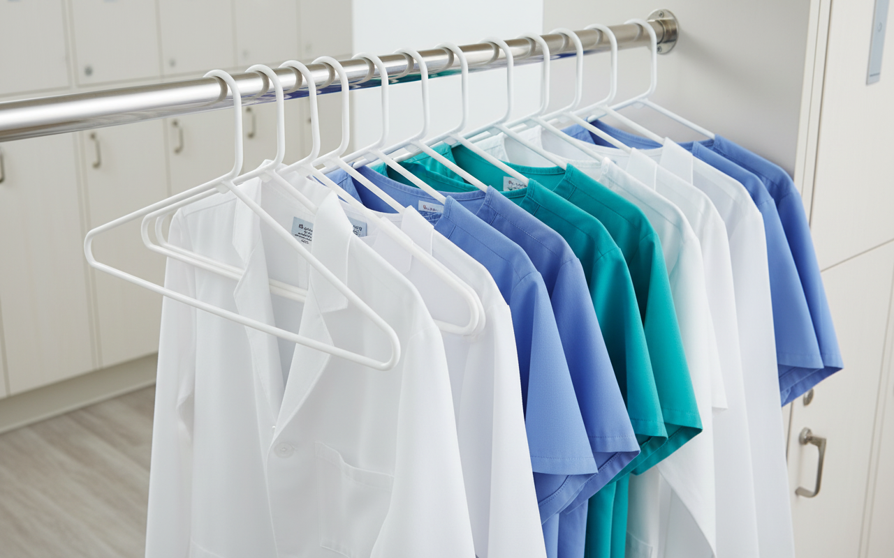 Heavy Duty Plastic Hanger - Locker Room Context