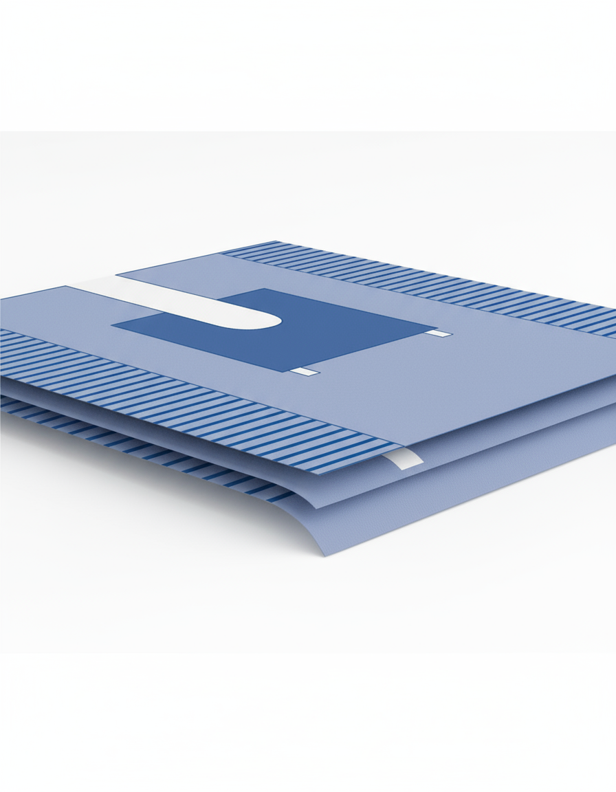 Side angle view showing drape layers