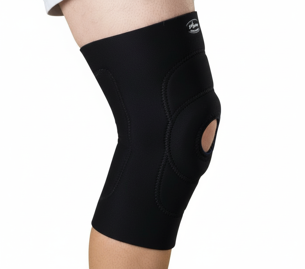 Side angle view of knee support
