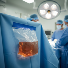 Pouch attached to surgical drape