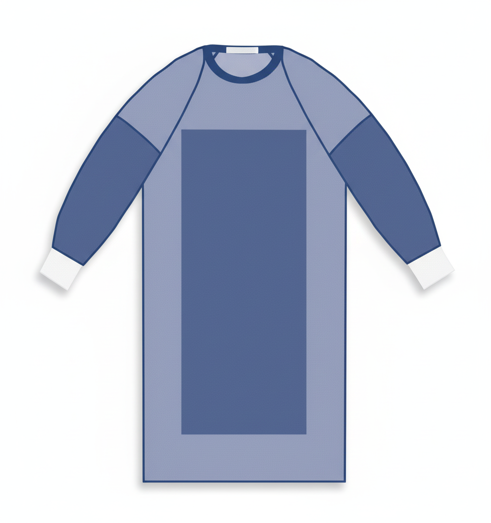 Front view - Surgical gown laid flat