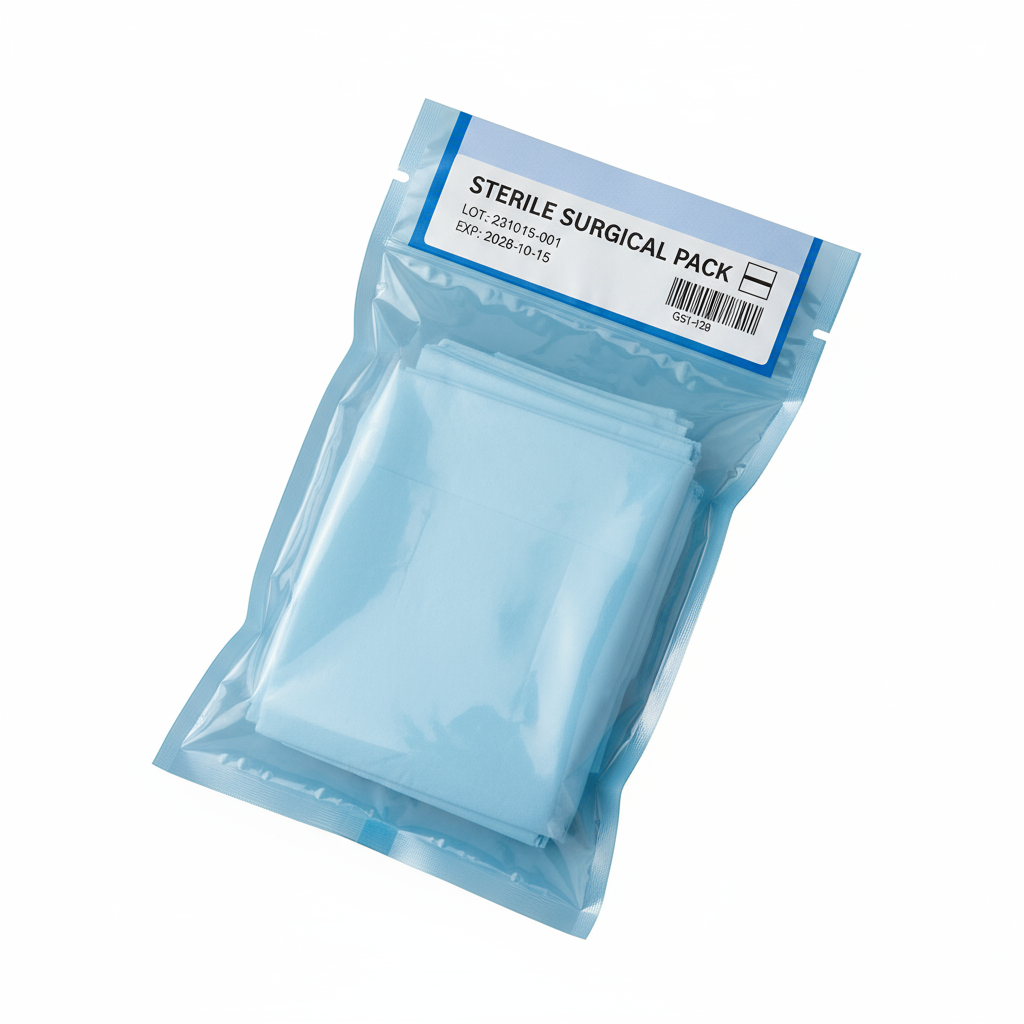 Angled view of surgical pack