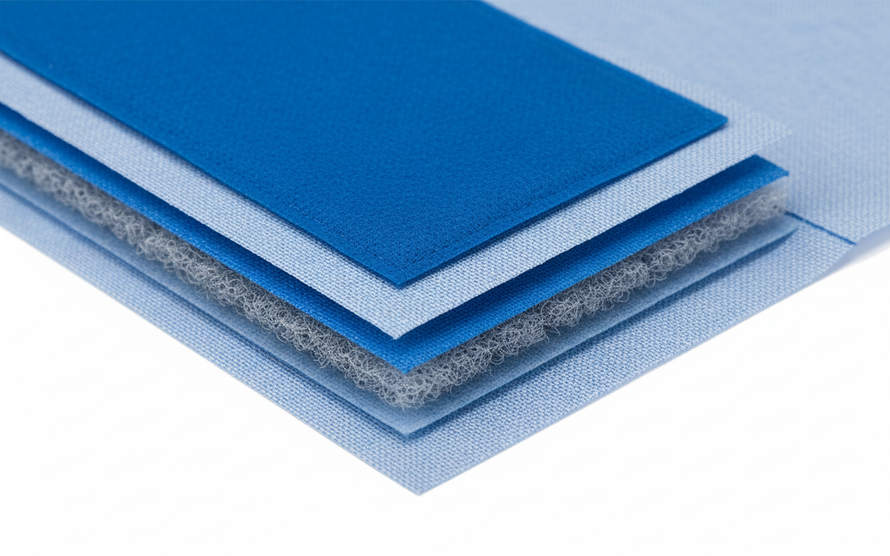 Close-up of SMS fabric layers