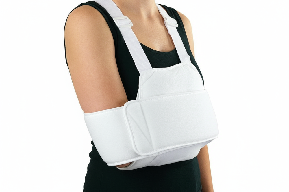 Side angle view showing shoulder straps and foam padding