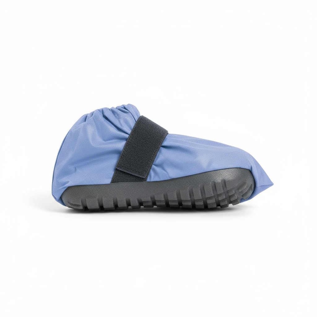 Side view showing strap and non-skid bottom