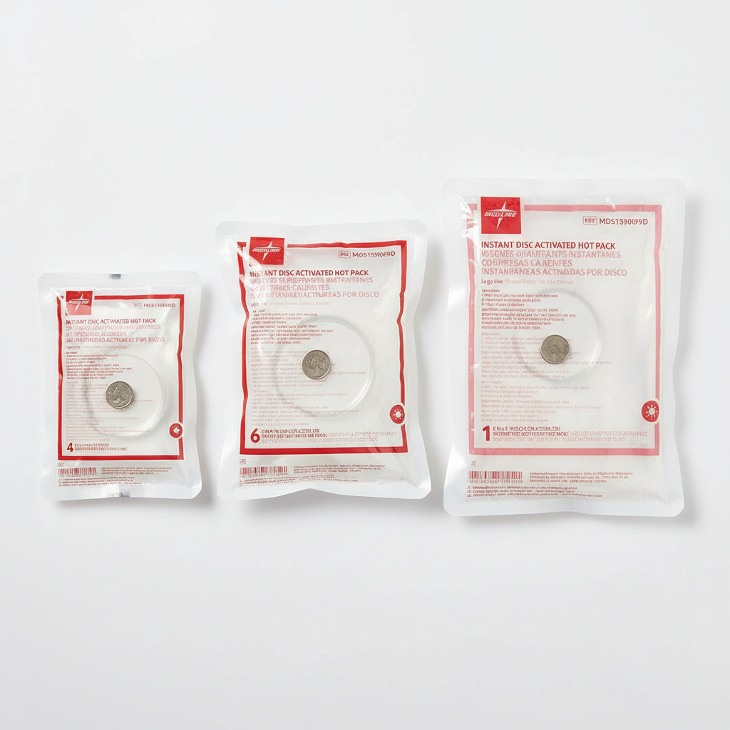 Size comparison of three hot pack sizes