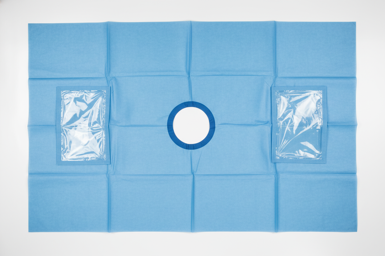 Surgical drape laid flat - full coverage view