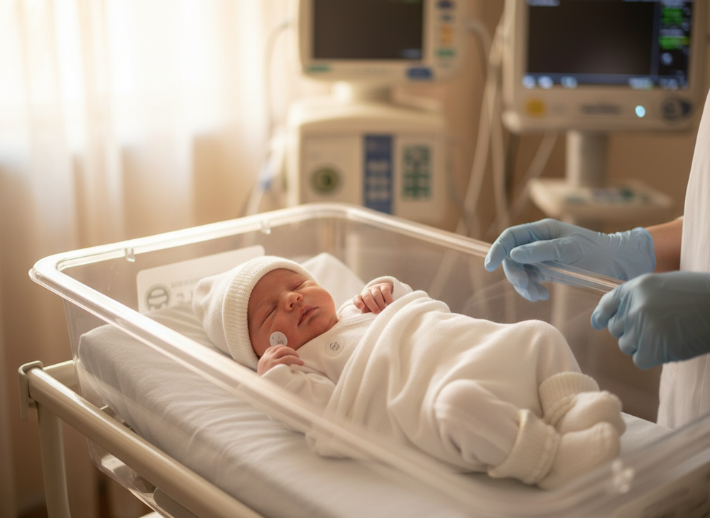Baby in hospital setting