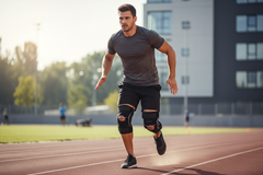 Athlete wearing knee support