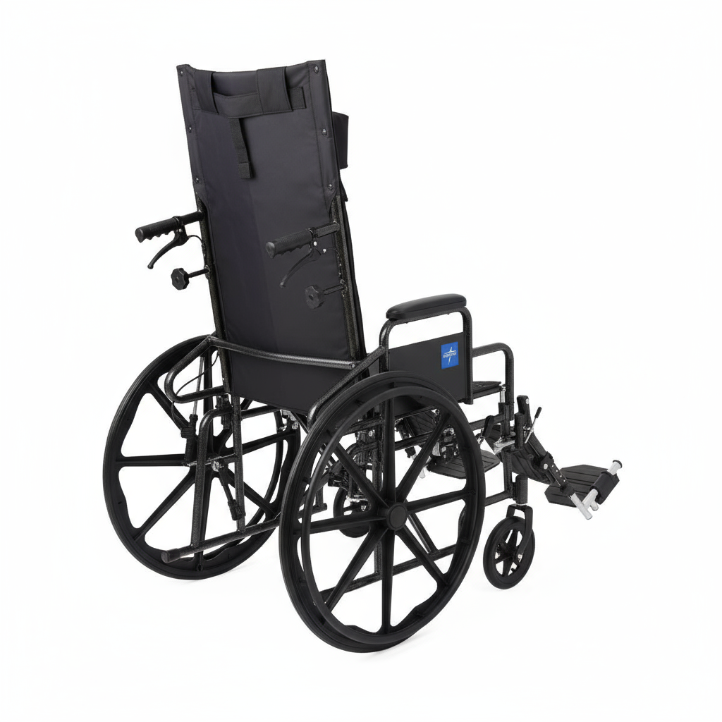 Guardian Reclining Wheelchair - 300 lbs Capacity, Adjustable 90-180° Recline, Elevating Leg Rests