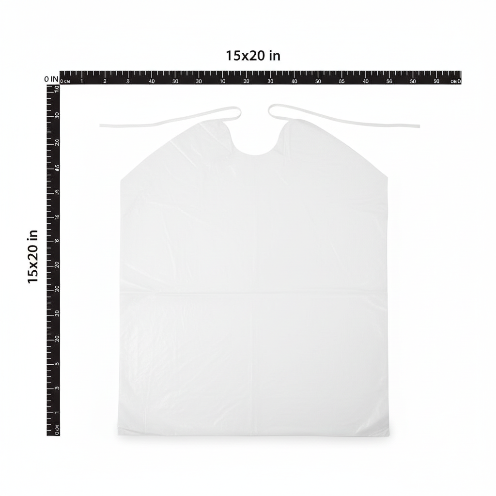 Disposable Waterproof Plastic Bib - Full Dimensions