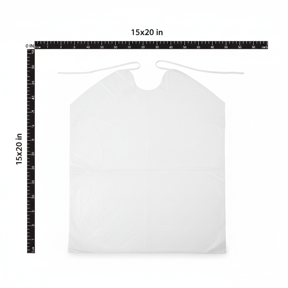 Disposable Waterproof Plastic Bib - Full Dimensions