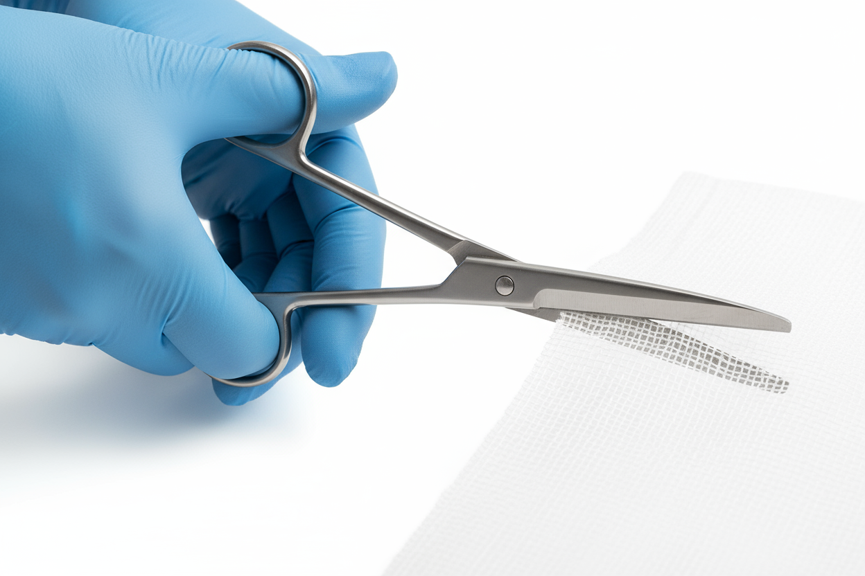 Scissors cutting bandage