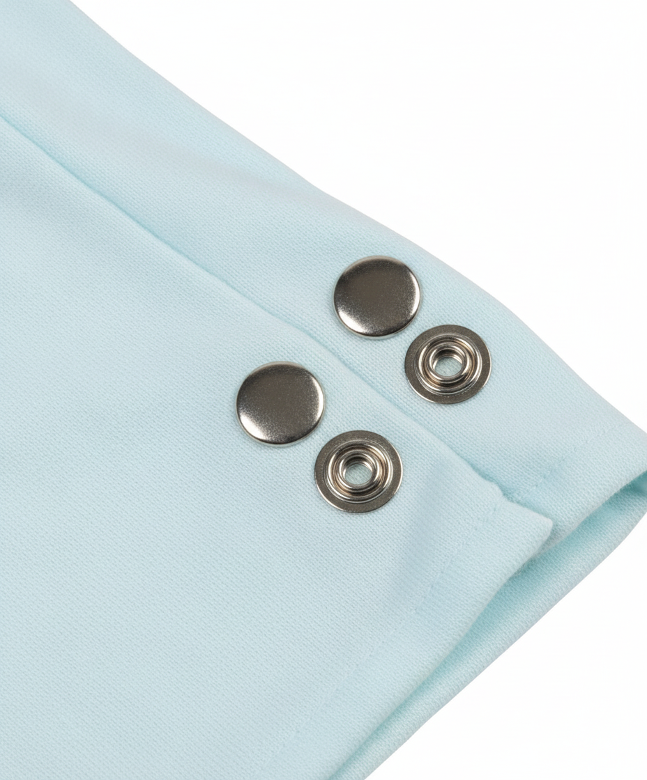 Stainless Steel Snap Detail Close-up