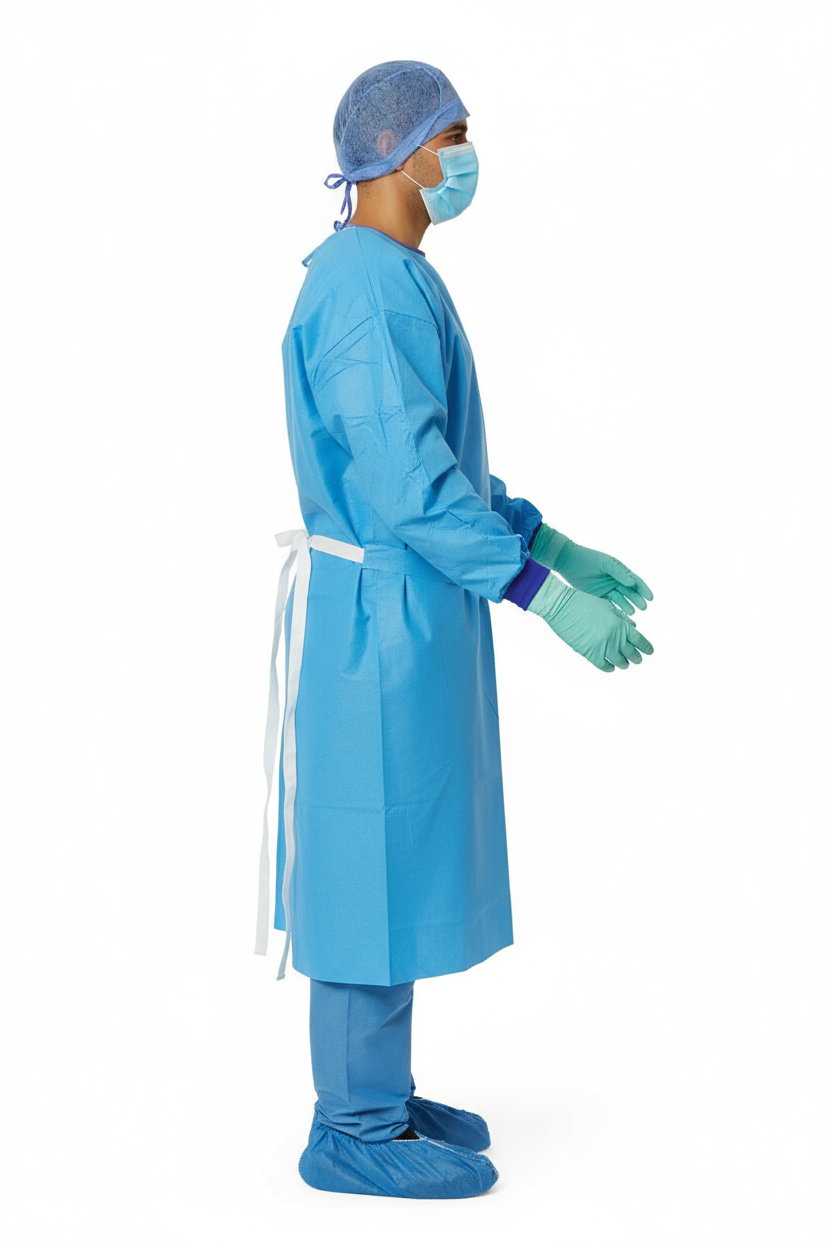 Side view of isolation gown