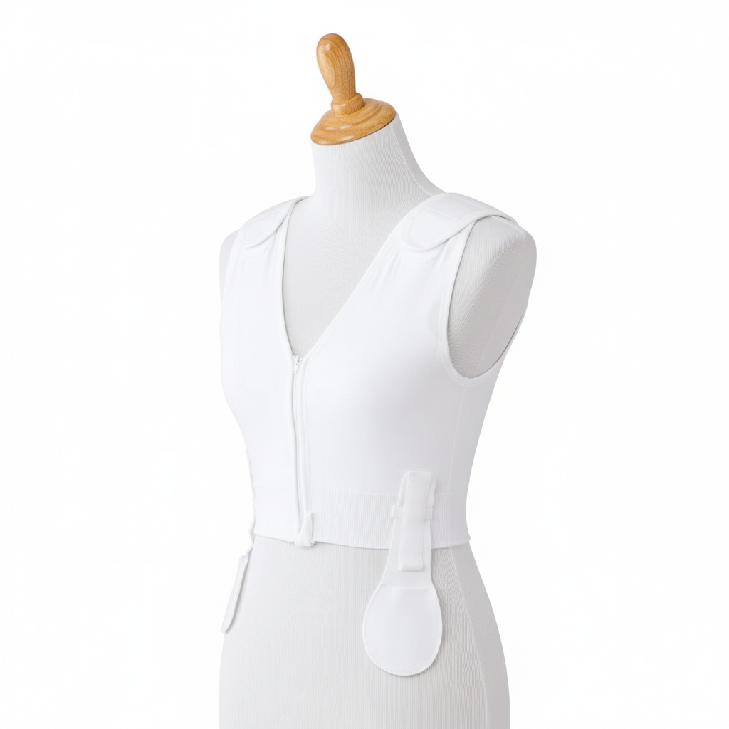 Post-Surgical Compression Bra with Front Zipper - Bamboo Fabric Recovery Support Garment, Size 3XL