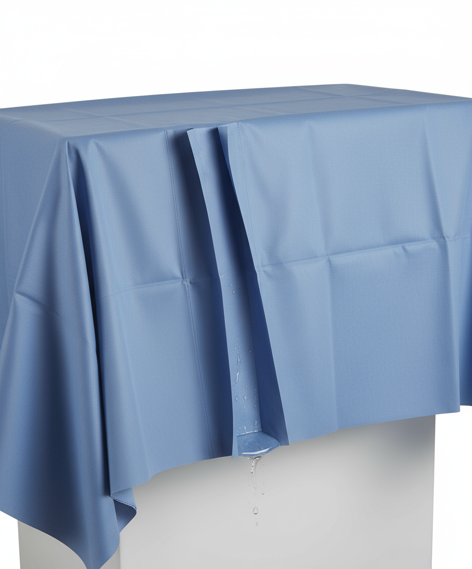 Side drape with fabric trough system