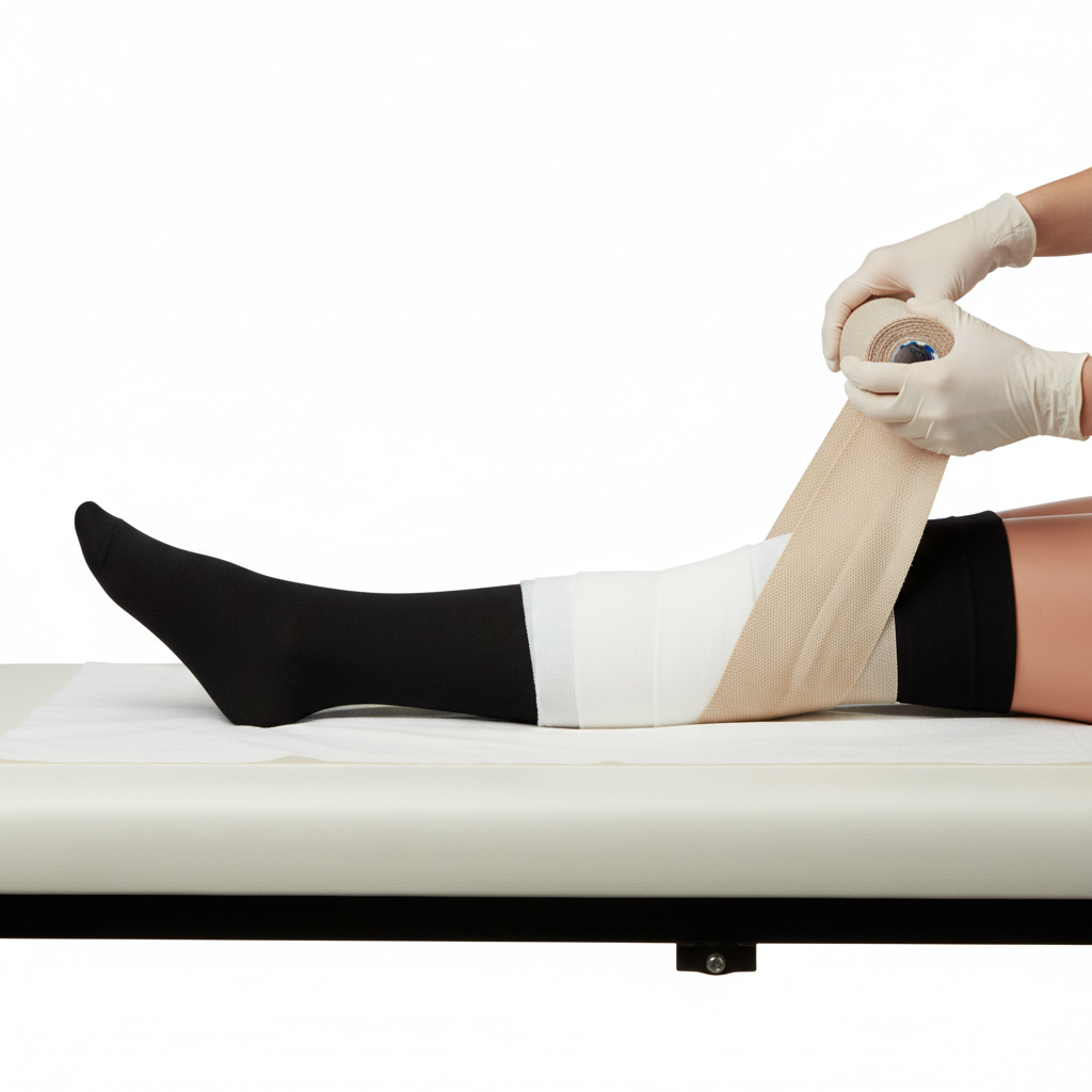 Compression system applied to leg